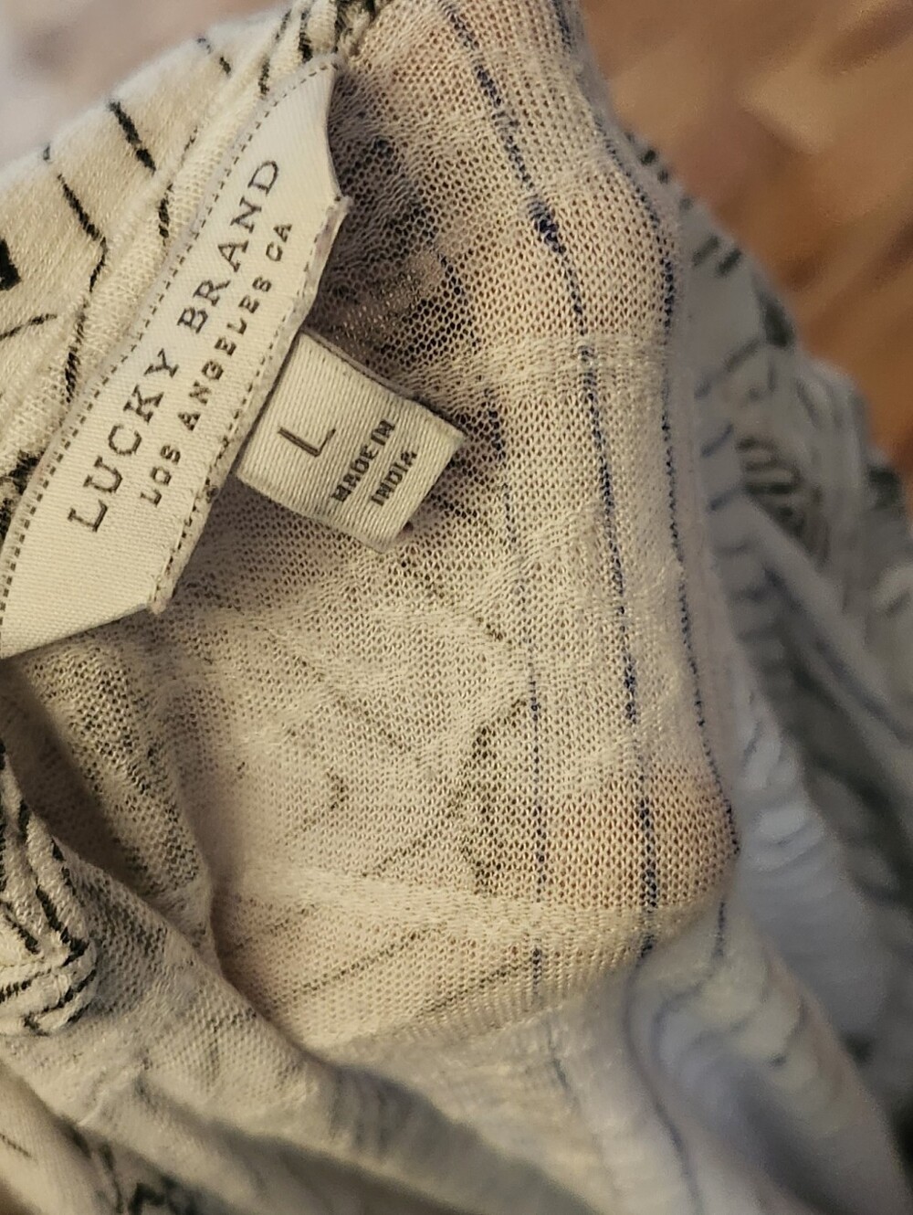 Lucky Brand White and Light Blue Striped Knit Top